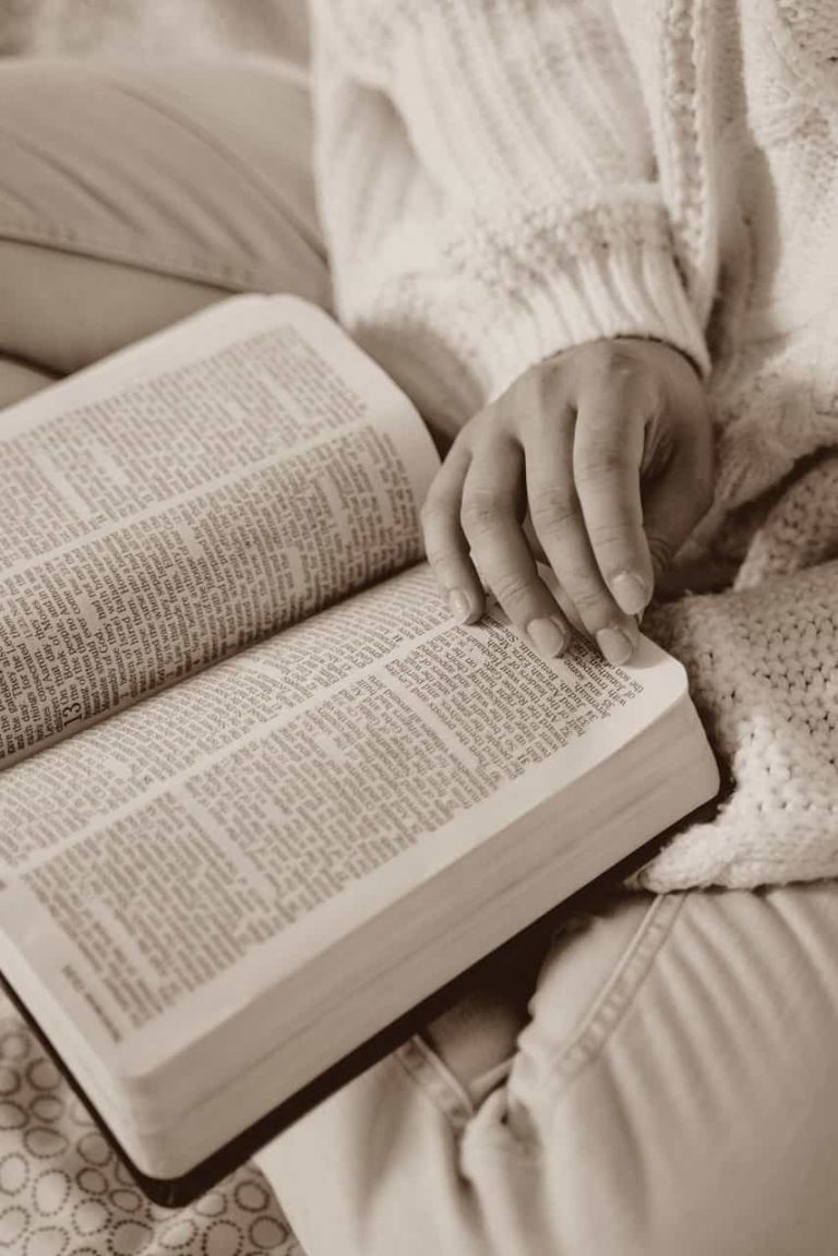 Dictionnaire sur les genoux d'une lectrice.