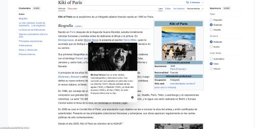 La page Wiki traduite en espagnol de Kiki of Paris.